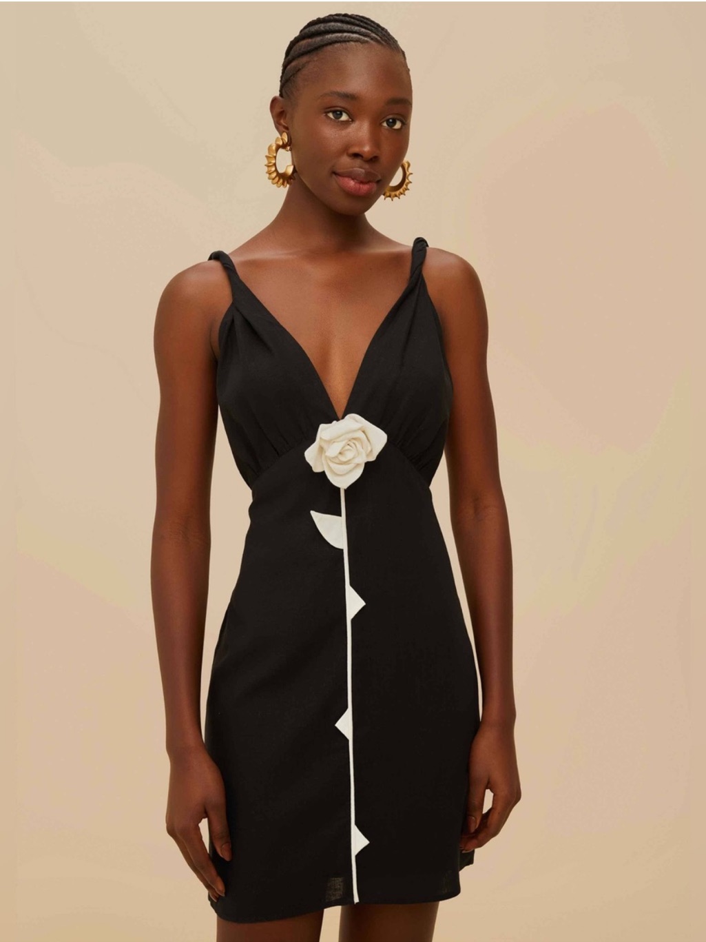 Farm Rio Black And White Rose Mini Dress Xs